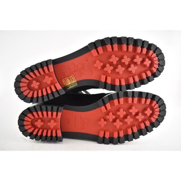 Christian Louboutin Who Runs Flat Crosta Star Black Combat Ankle Boots 35.5 - Picture 11 of 11
